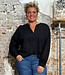 Lanius LANIUS blouse met structuurstof en plooien DITA BLACK