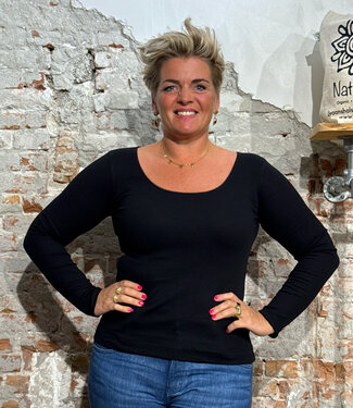 Lanius LANIUS basic longsleeve LOLA ZWART biologisch katoen