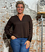 Lanius LANIUS blouse met v-hals tencel IVA BROWN