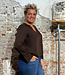 LANIUS blouse met v-hals tencel IVA BROWN