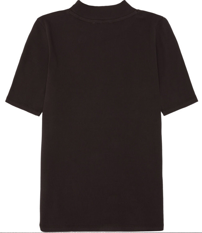 Rib shirt met opstaande kraag ANA CHOCOLATE biologisch katoen