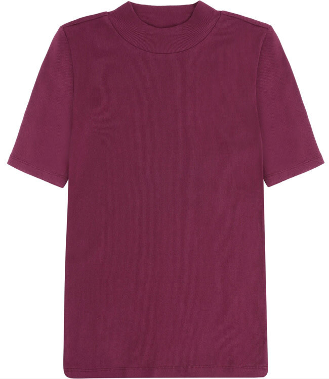 Rib shirt met opstaande kraag ANA FIG biologisch katoen