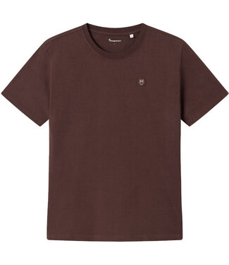 KnowledgeCottonApparel T-shirt met badge LOKE CHOCOLATE biologisch katoen KCA