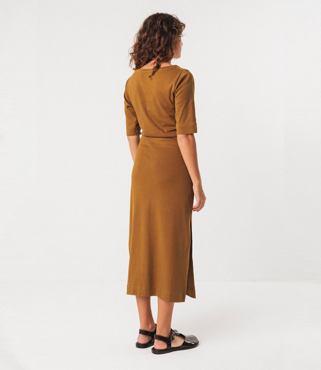 SKFK jurk ANI OLIVE met strik van biologisch katoen