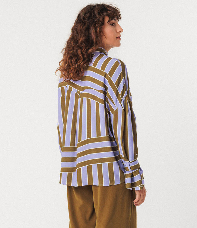SKFK wijde blouse LONE STRIPES VIOLET van ecovero