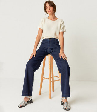 SKFK SKFK broek met wijde pijpen AINHIZE DARK DENIM biologisch katoen