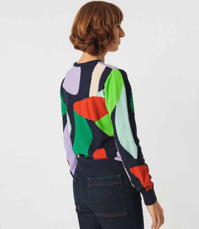 SKFK trui IRADI MULTI met print van biologisch katoen