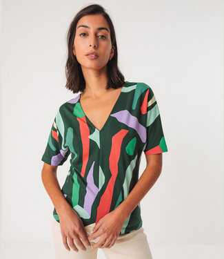 SKFK SKFK v-hals shirt ALODE met print van biologisch katoen