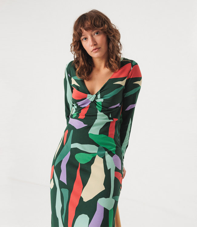 SKFK lange jurk IRANTZU met print van biologisch katoen