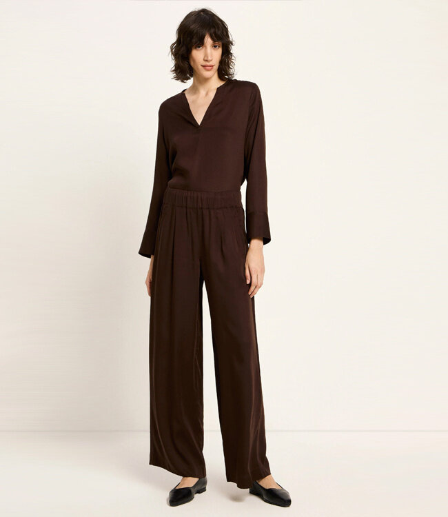 LANIUS wijde pantalon broek JOLENE BROWN van tencel