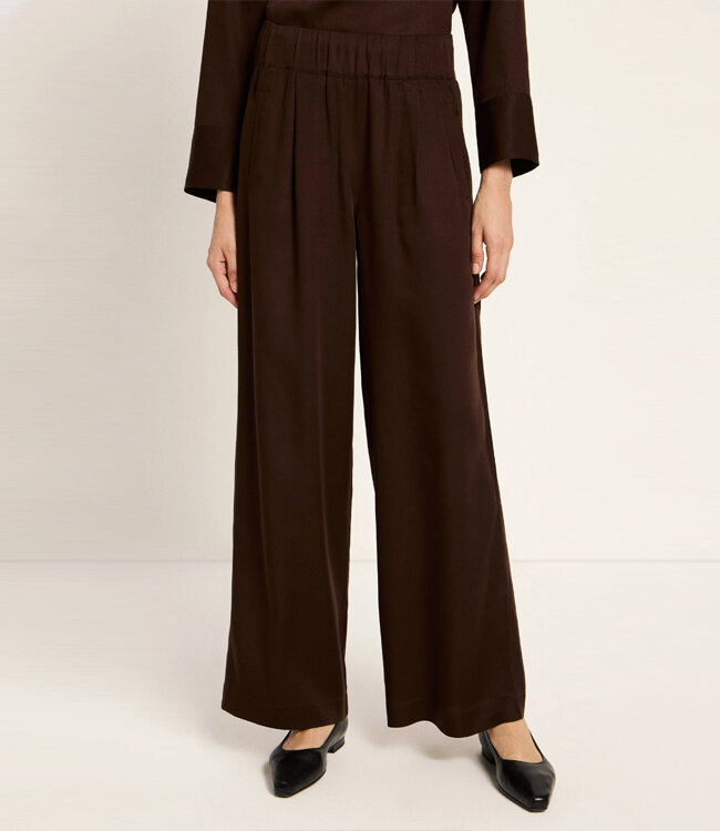 LANIUS wijde pantalon broek JOLENE BROWN van tencel