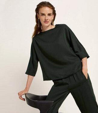 Lanius LANIUS effen blouse ELIN GREEN met 3/4 mouw van tencel