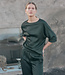 LANIUS effen blouse ELIN GREEN met 3/4 mouw van tencel