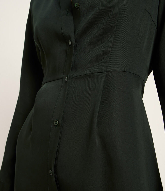 LANIUS effen overhemd jurk LOVA FOREST van tencel