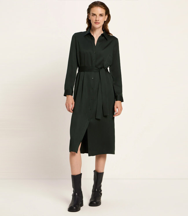 LANIUS effen overhemd jurk LOVA FOREST van tencel