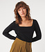 SKFK SKFK effen shirt ZUNNY BLACK met vierkante hals biokatoen