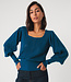 SKFK SKFK vierkante hals ajour trui DUDEA OXFORD BLUE biokatoen