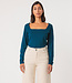SKFK effen shirt ZUNNY OXFORD BLUE vierkante hals biokatoen