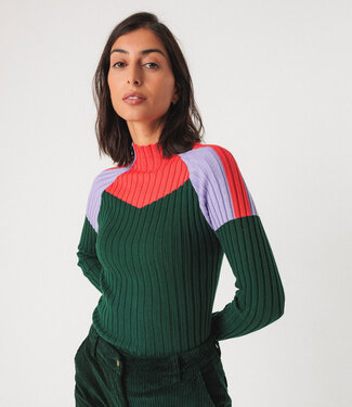 SKFK SKFK trui met col MARITZA COLOURBLOCK biologisch katoen