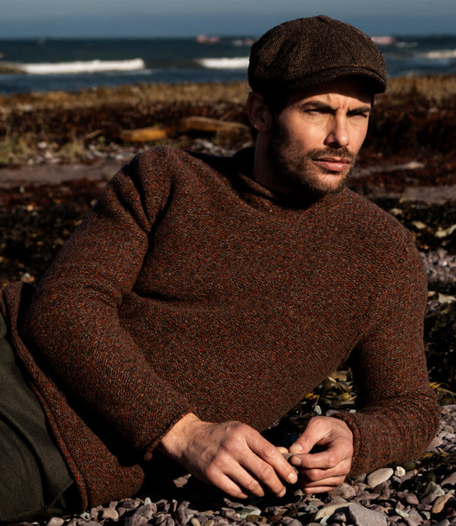 Wollen trui TED CHESTNUT van merino en cashmere FISHERMAN