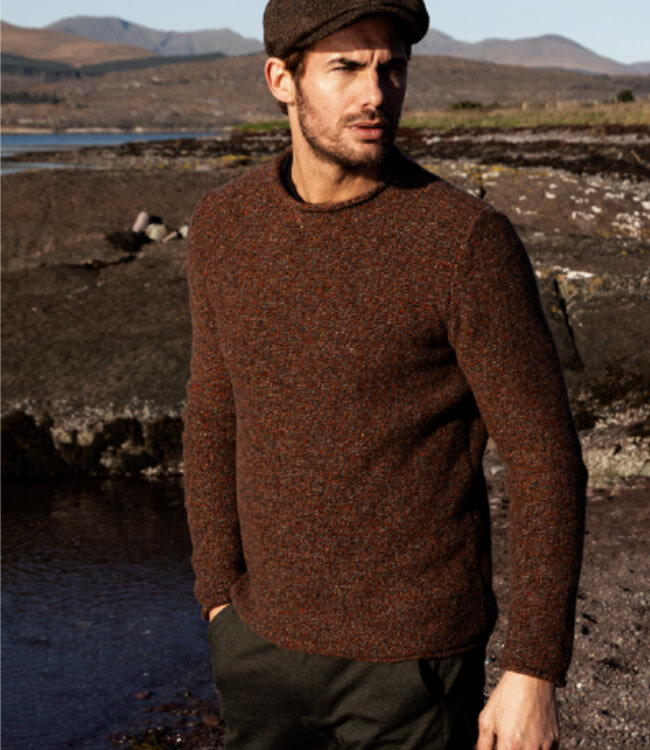 Wollen trui TED CHESTNUT van merino en cashmere FISHERMAN