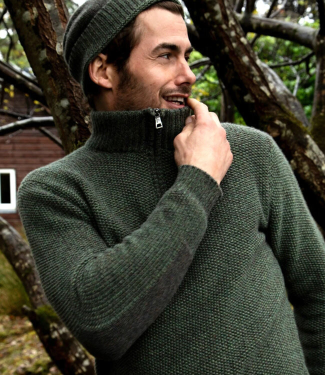FISHERMAN Wollen schipperstrui PETE OLIVE merino lamswol