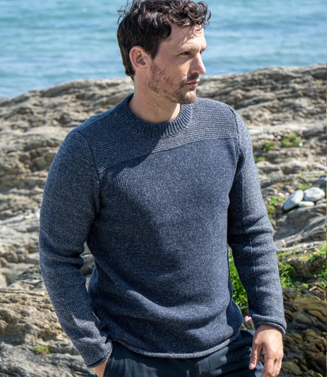 FISHERMAN Wollen trui HANS INDIGO van pure merinowol