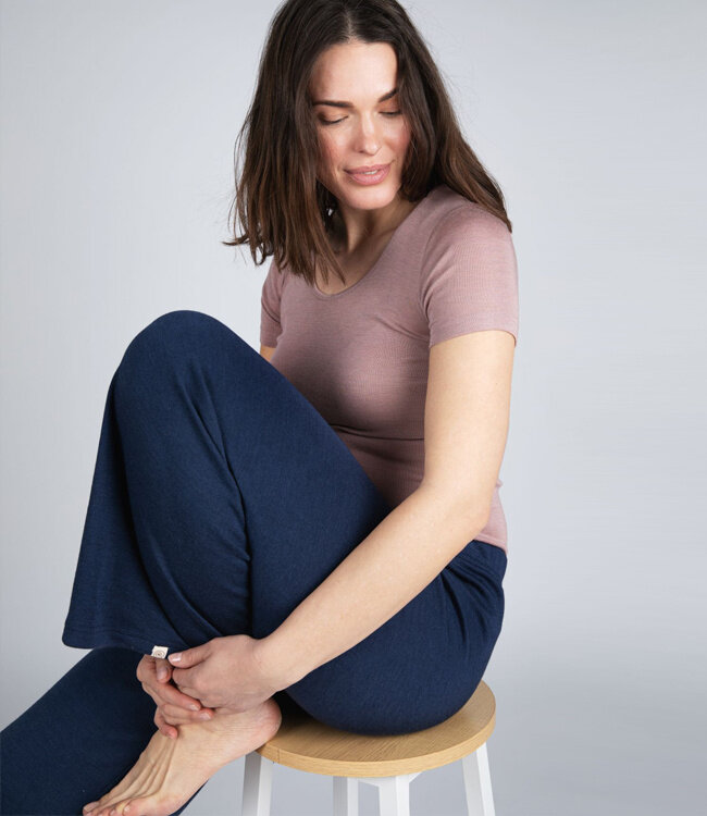ENGEL Wol zijde LOUNGE broek dames NAVY 240 gr m/2