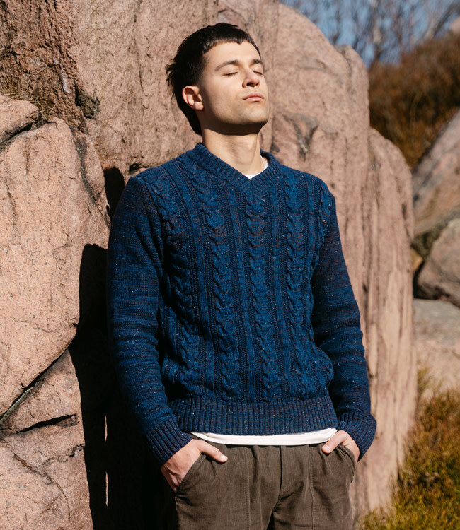 LIVING CRAFTS wollen kabel trui MADS met biologisch katoen