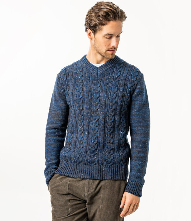 LIVING CRAFTS wollen kabel trui MADS met biologisch katoen