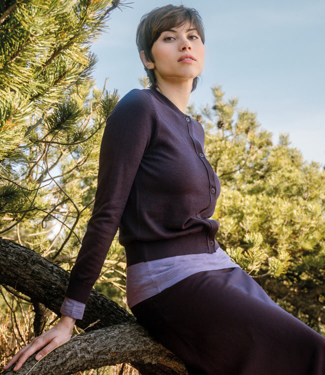 LIVING CRAFTS effen vest LIVA WINE van biologisch katoen
