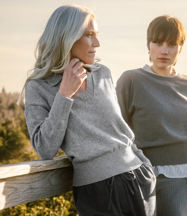 LIVING CRAFTS v-hals trui ALINA GREY biokatoen en wol