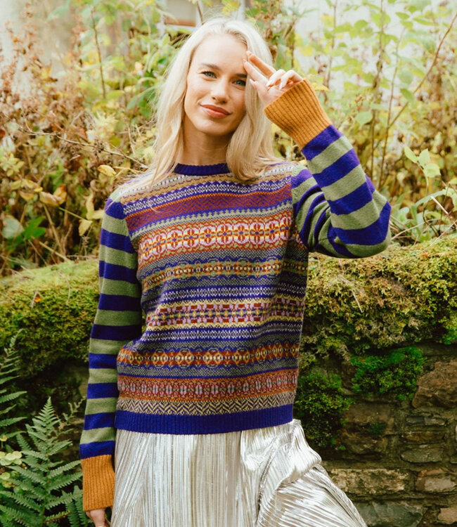 ERIBE wollen trui STOBO MULBERRY FAIRISLE reversible