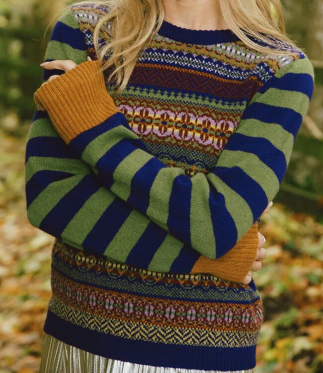 ERIBE wollen trui STOBO MULBERRY FAIRISLE reversible