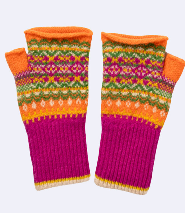 ERIBE Wollen POLSWARMERS 100% merino Fairisle ALLOA TULIP