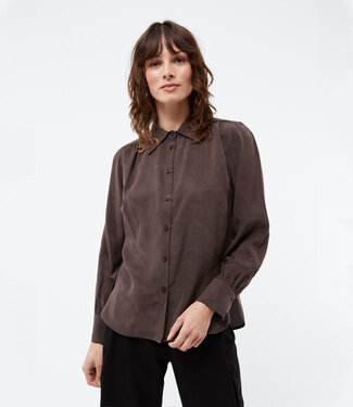 GIVN GIVN effen blouse KASSIA BROWN van ecovero
