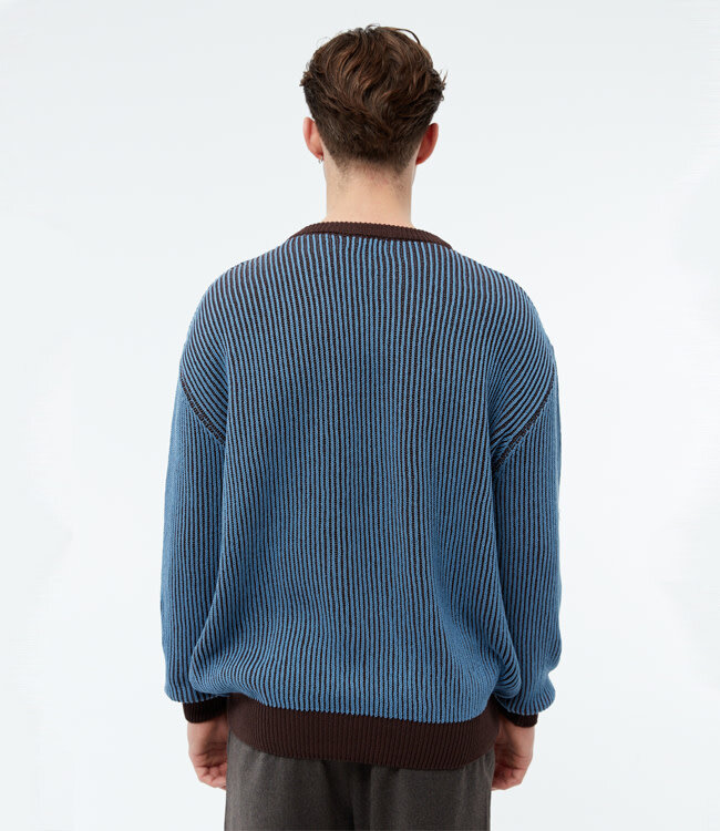 GIVN trui BREND BROWN BLUE van biologisch katoen