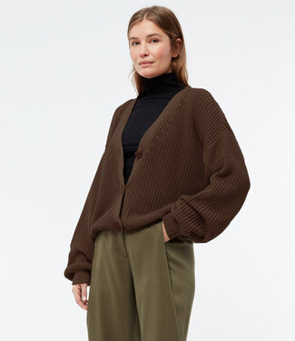 GIVN GIVN oversized vest DESI BROWN van biologisch katoen