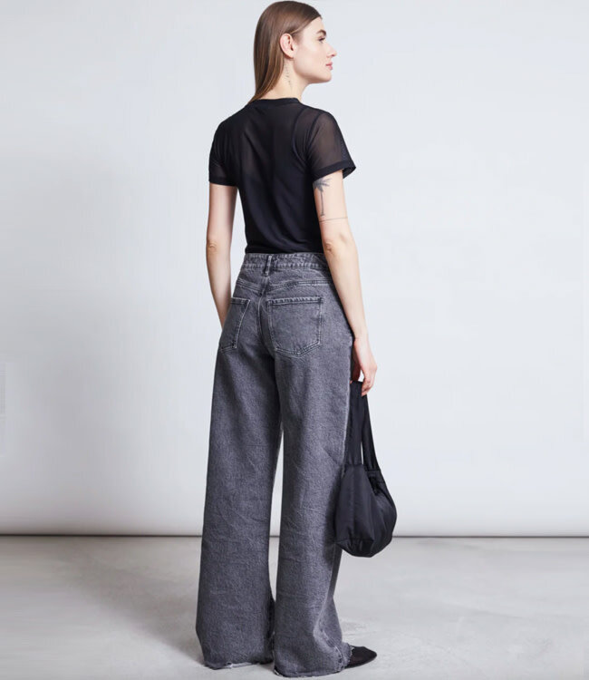 JAN 'N JUNE high waist spijkerbroek SUNNY GREY biokatoen