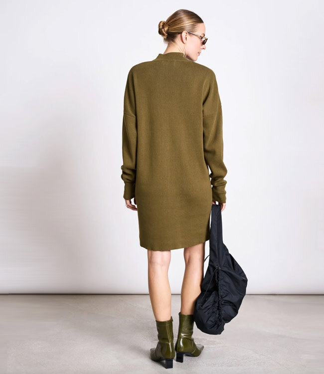 JAN 'N JUNE gebreide jurk NUNA OLIVE biologisch katoen