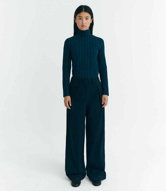 THINKING MU THINKING MU wijde pantalon met plooien PAT NAVY