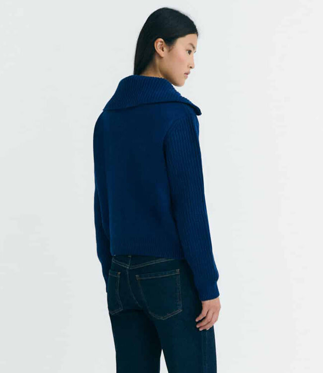 THINKING MU troyer trui TANIT NAVY met rits van pure wol