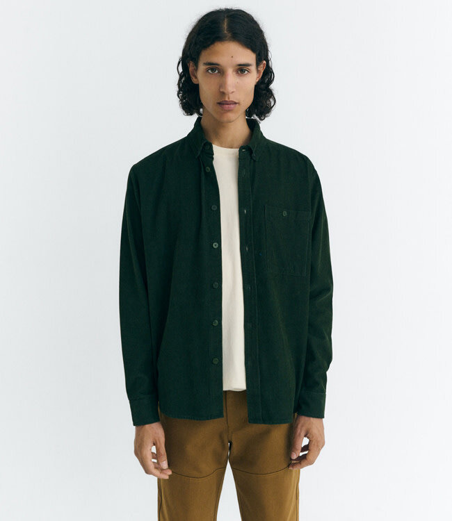 THINKING MU overhemd ANTO GREEN biologisch katoen corduroy
