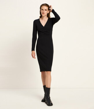 Lanius LANIUS jurk met overslag TINE BLACK tencel & biologisch katoen