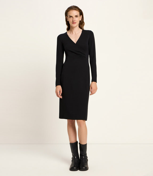LANIUS jurk met overslag TINE BLACK tencel & biologisch katoen