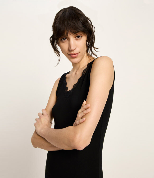 LANIUS wollen hemd met kant JILL BLACK