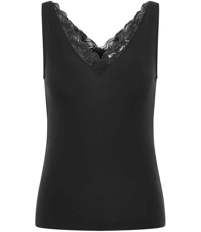 LANIUS wollen hemd met kant JILL BLACK