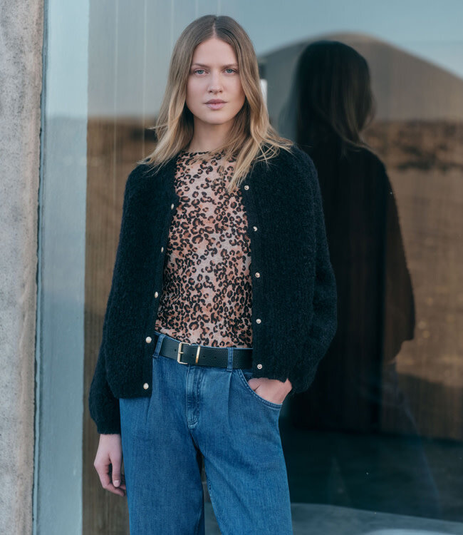 LANIUS longsleeve LIVA LEO met print van tencel