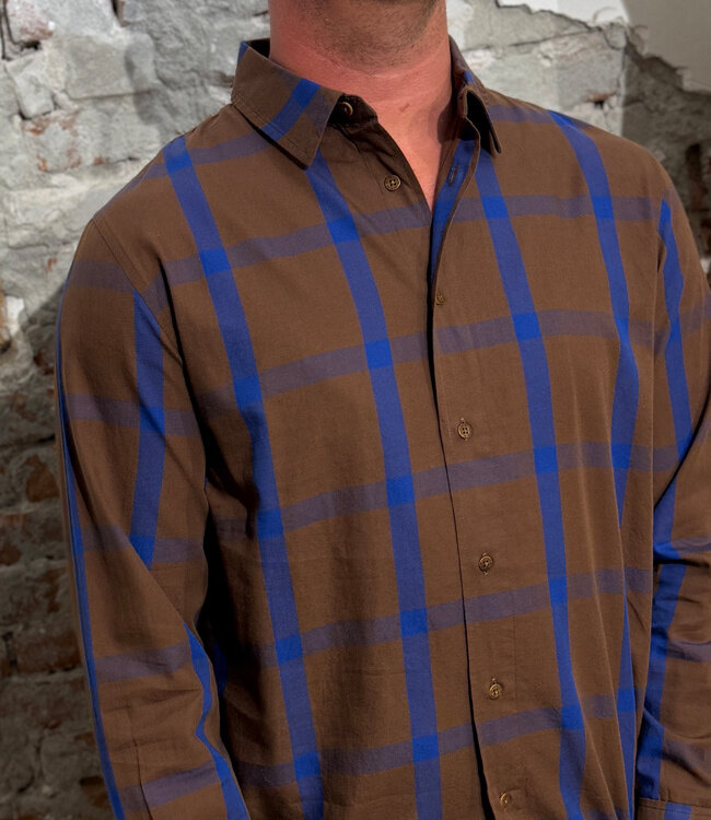 THINKING MU geruit overhemd JIMBO OAK biologisch katoen