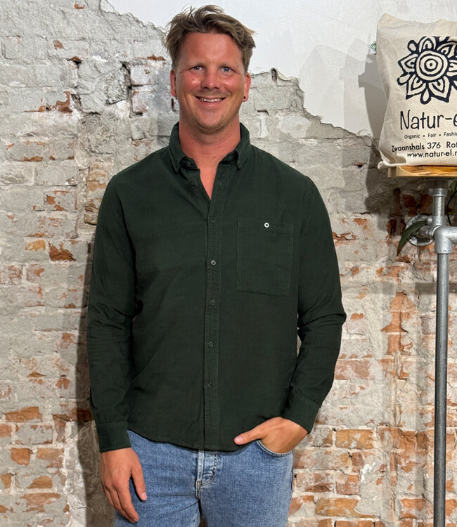 THINKING MU overhemd ANTO GREEN biologisch katoen corduroy